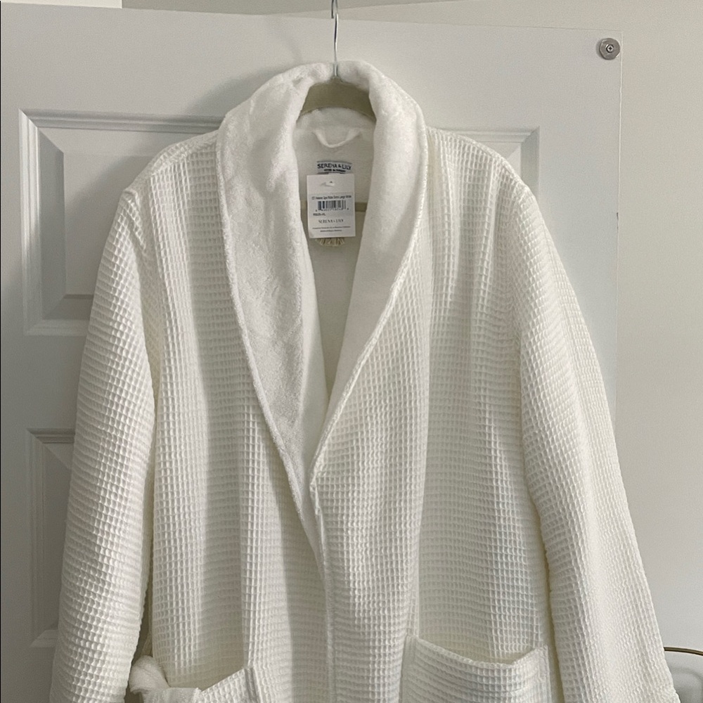 Serena & Lily White Waffle Knit Robe